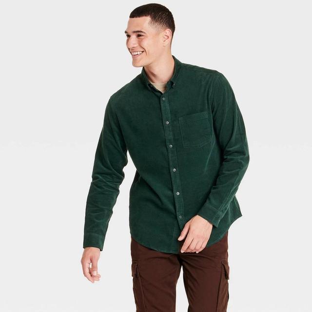 Mens Long Sleeve Mid-Weight Corduroy Button-Down Shirt - Goodfellow & Co L Product Image