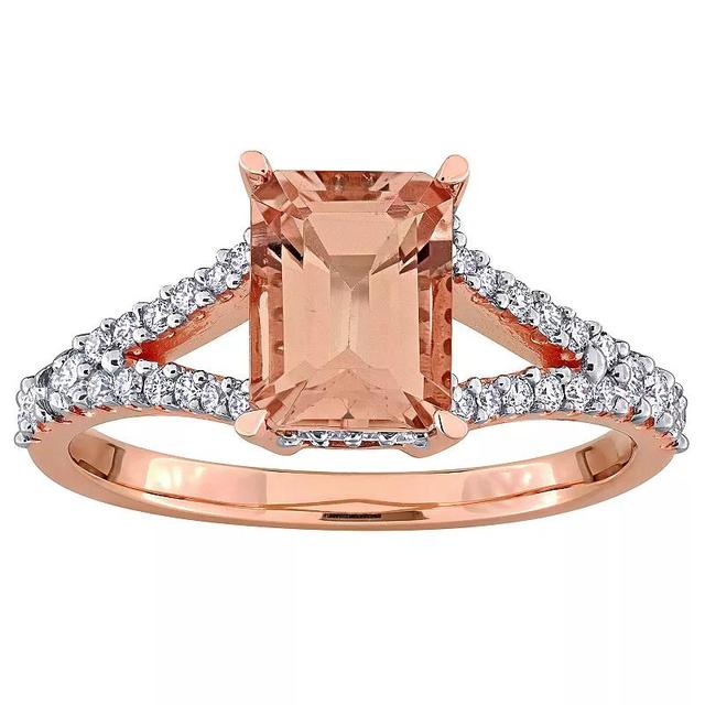 Stella Grace 14k Rose Gold Morganite & 1/3 Carat T.W. Diamond Engagement Ring, Womens Product Image