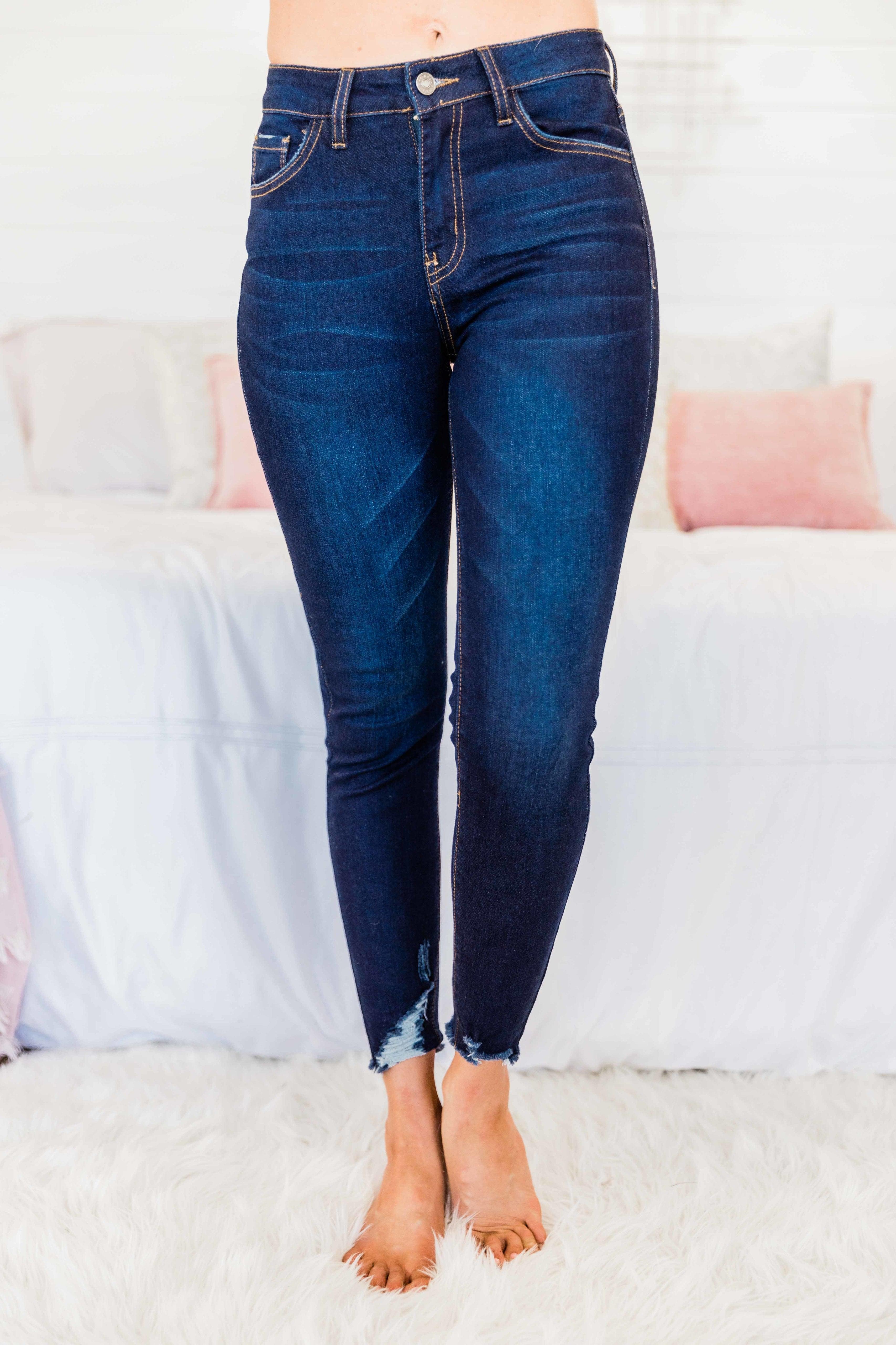 Kristy Dark Wash Distressed Skinny Jeans FINAL SALE Product Image