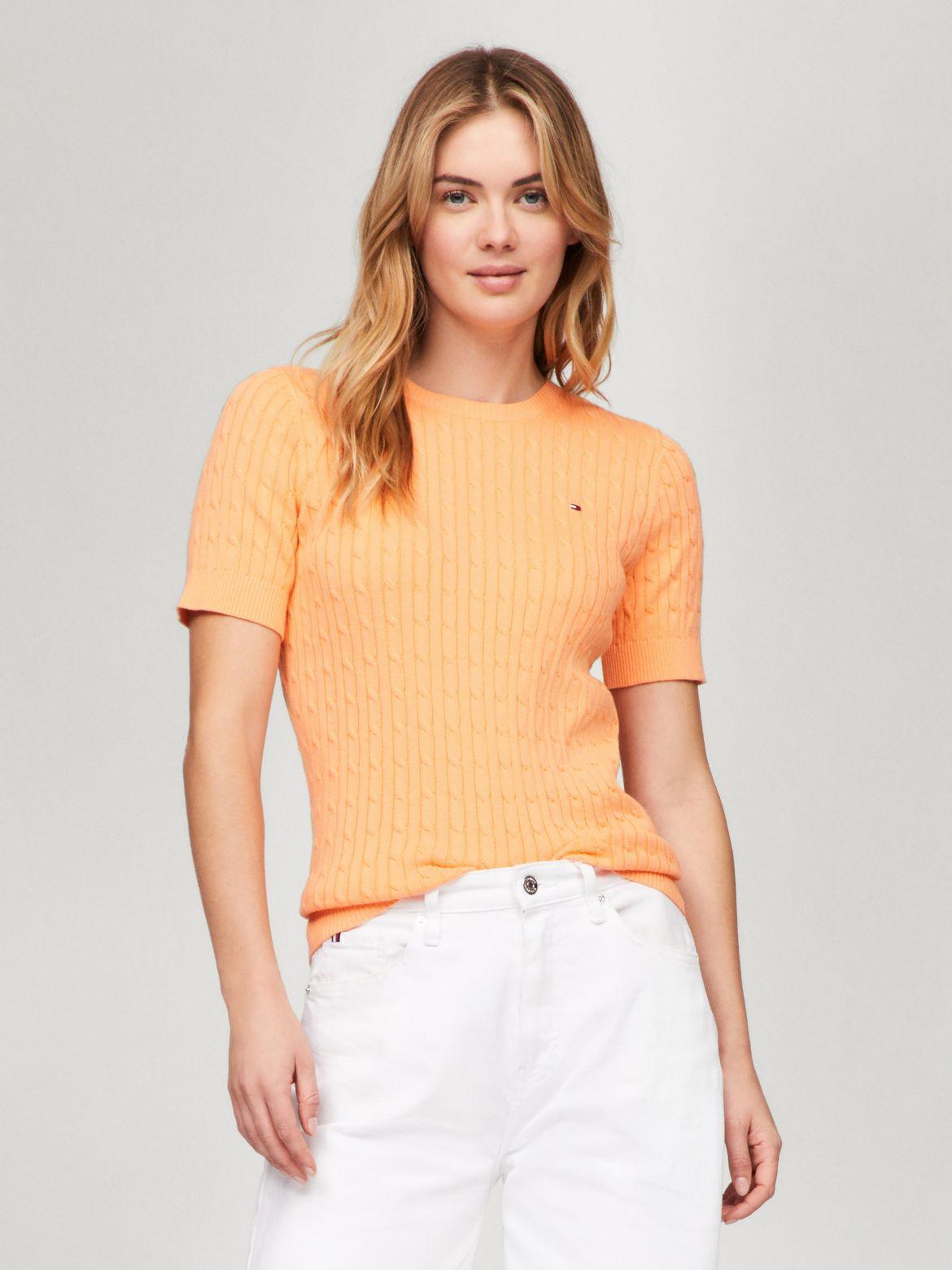 Tommy Hilfiger Women's Short-Sleeve Cable Knit Sweater Product Image