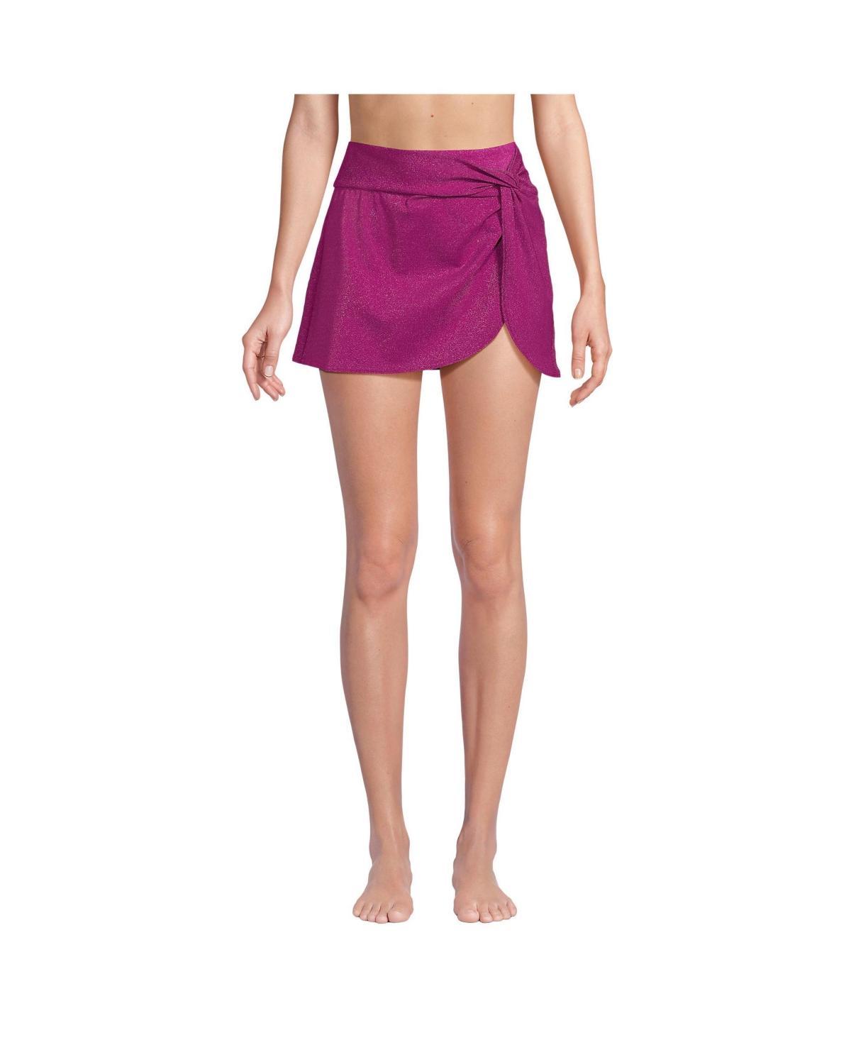 Lands End Womens Chlorine Resistant Shine Twist Front Mini Swim Cover-up Skirt Product Image