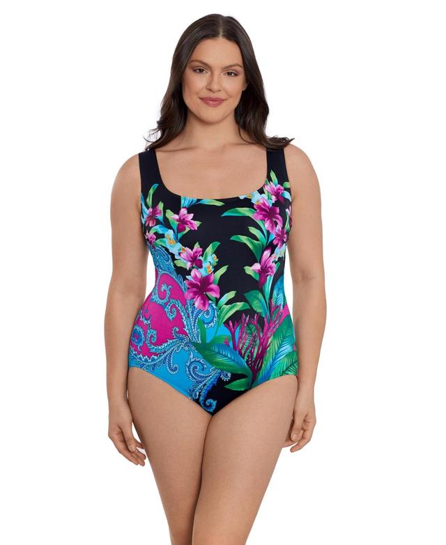 Womens Longitude Panel Scoopneck Tank One-Piece Swimsuit Product Image