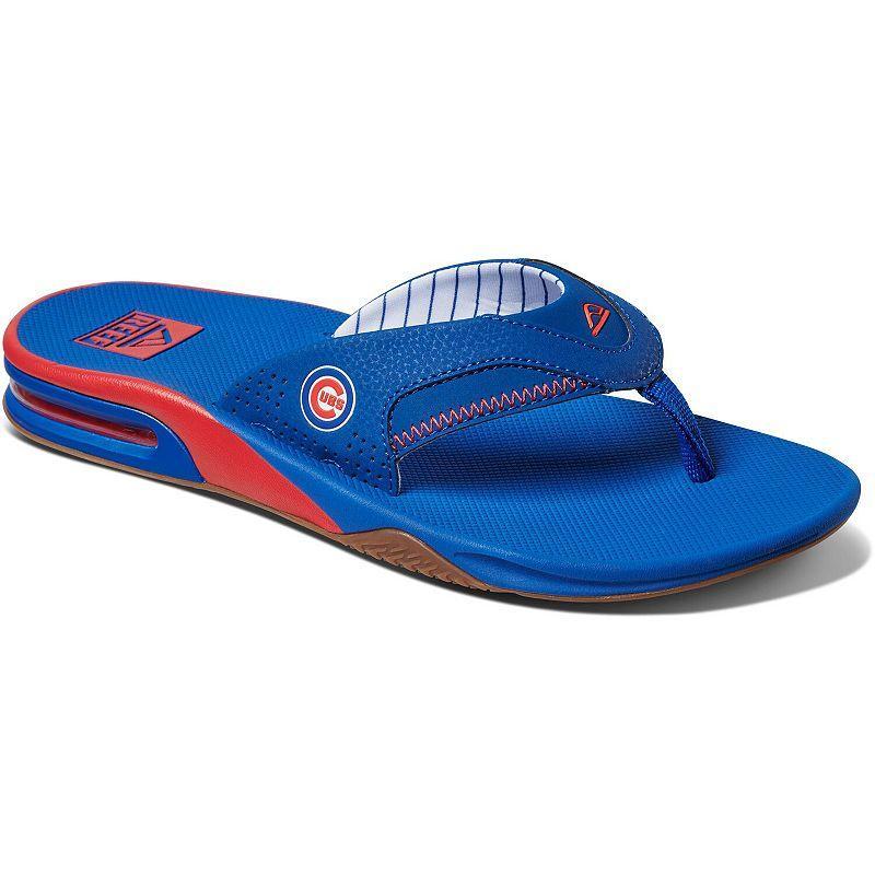 Mens REEF Chicago Cubs Fanning Bottle Opener Sandals Product Image