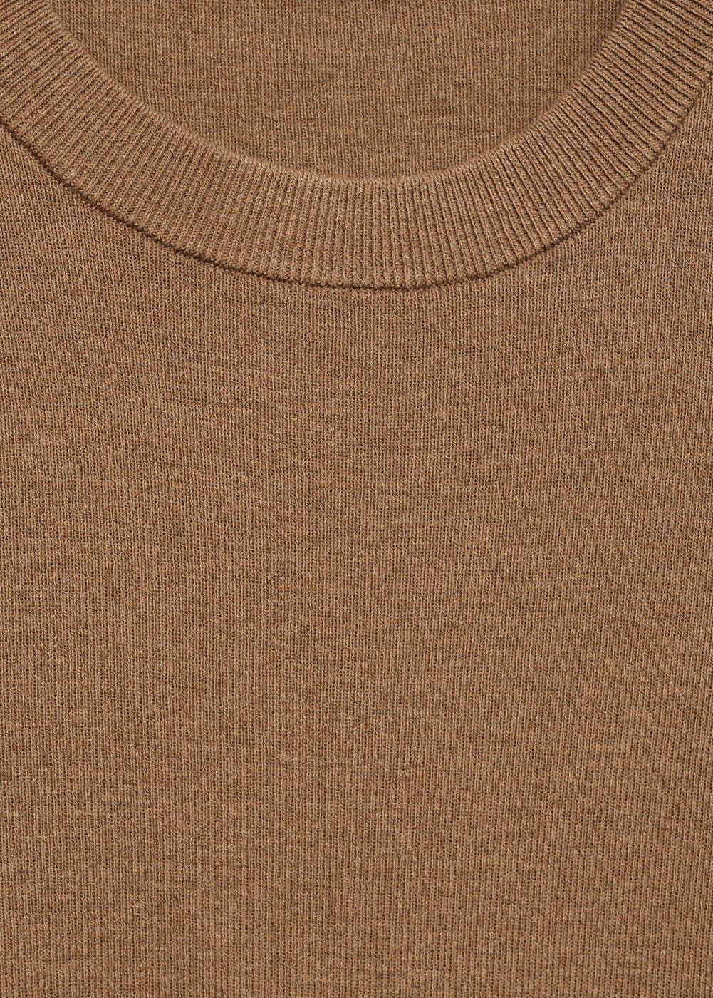 MANGO MAN - Knit cotton T-shirt medium brownMen Product Image