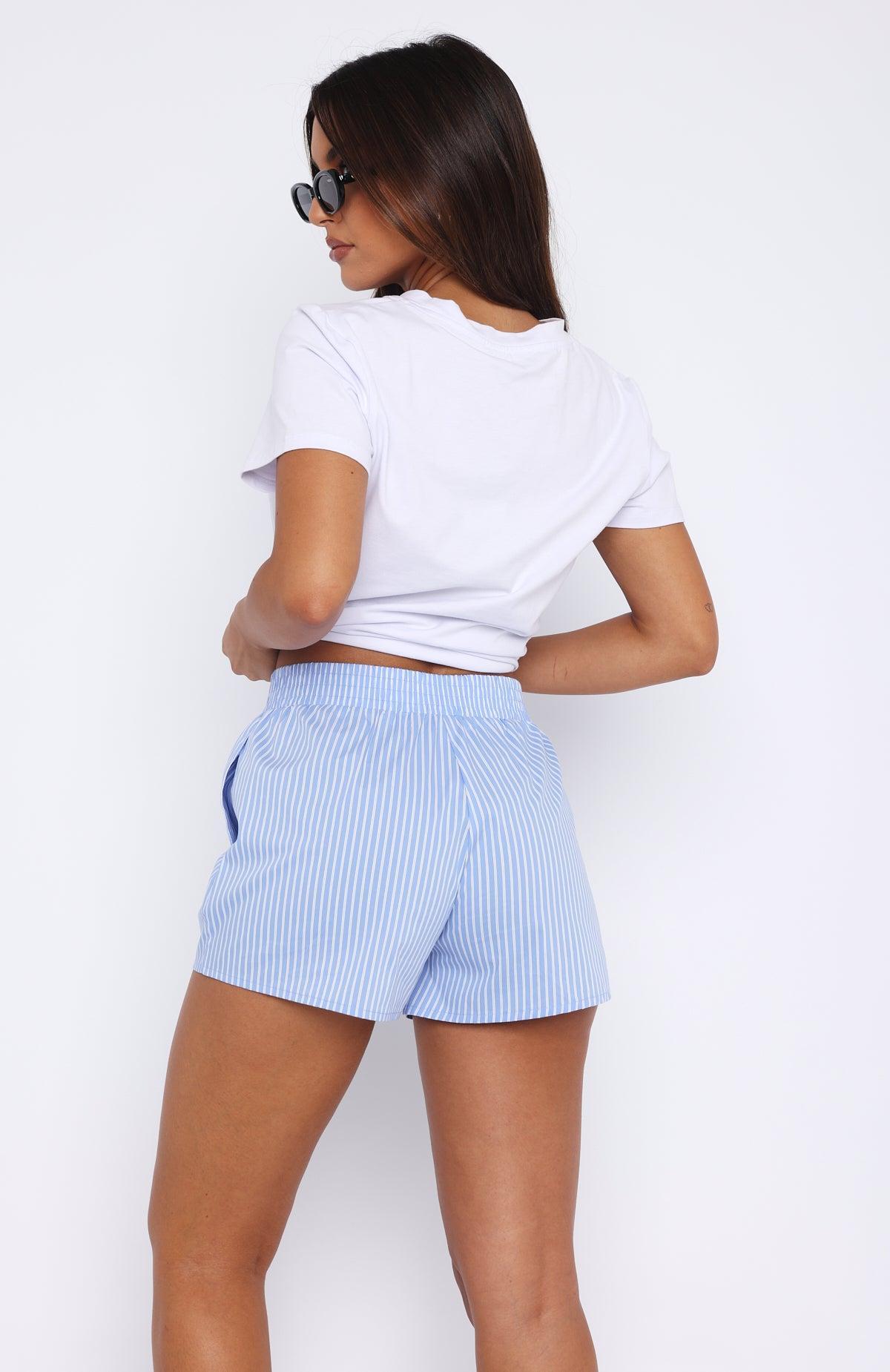 Wasting My Time Shorts Blue Stripe Product Image