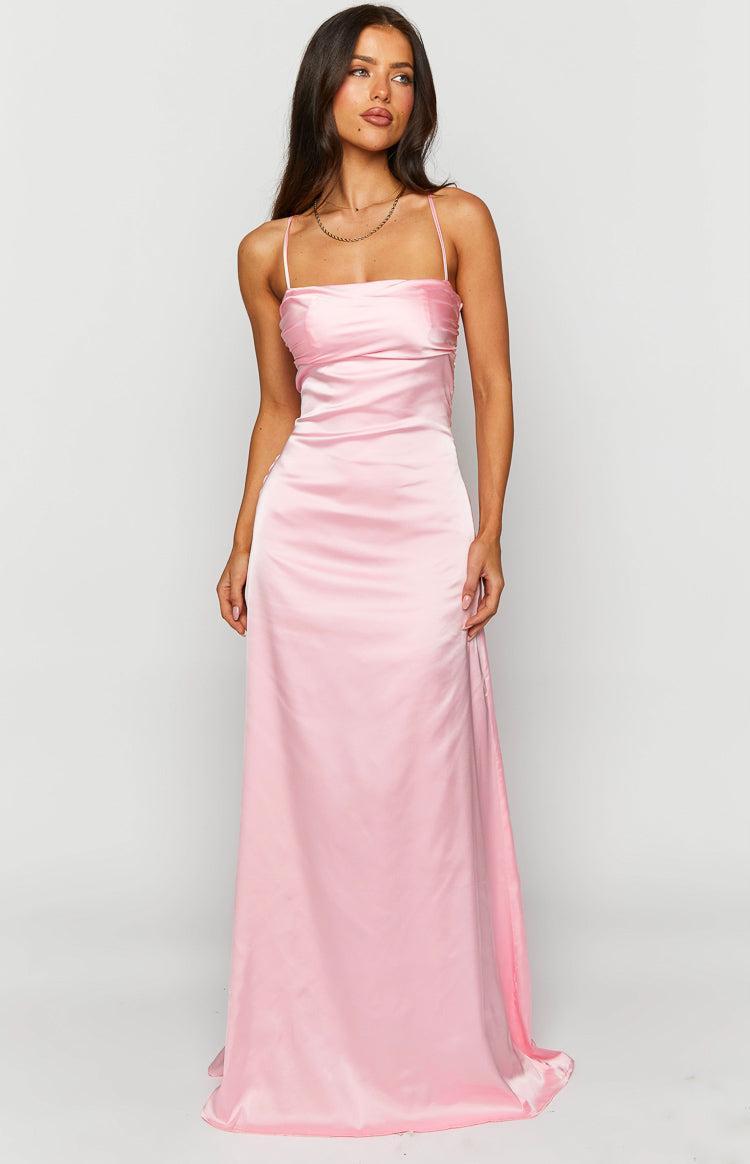 Blaise Pink Satin Maxi Dress Product Image