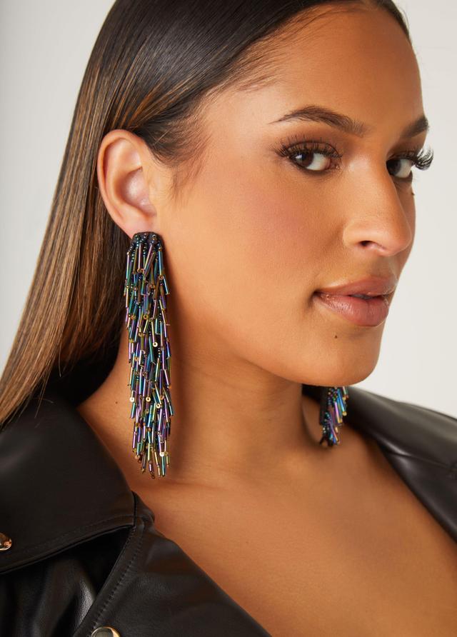 Plus Size Fringed Beaded Earrings Ashley Stewart Product Image