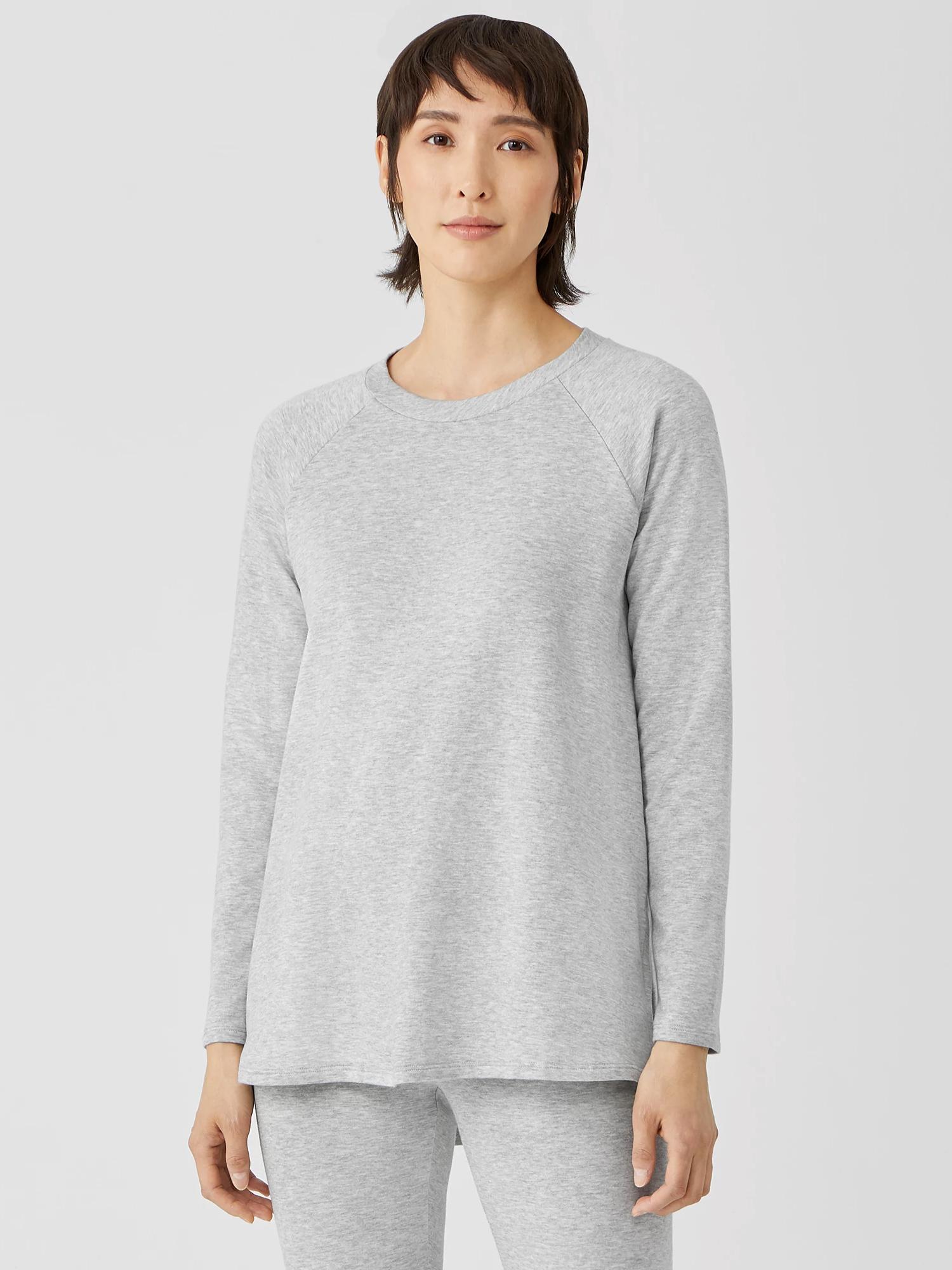 EILEEN FISHER Cozy Brushed Terry Hug Raglan-Sleeve Topfemale Product Image