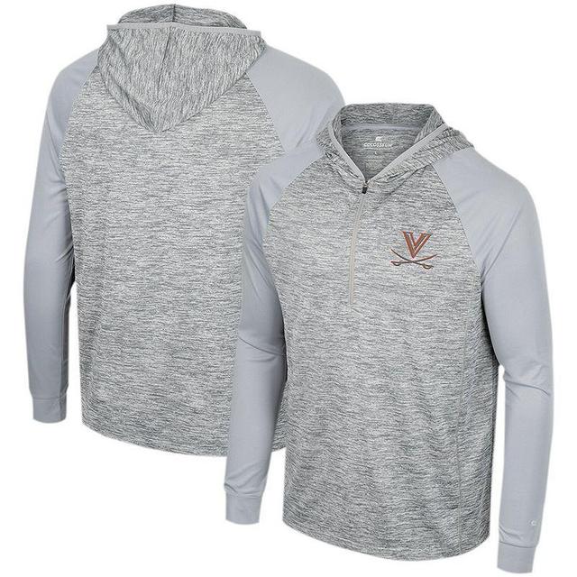 Mens Colosseum Gray Virginia Cavaliers Cybernetic Raglan Quarter-Zip Hooded Top Product Image