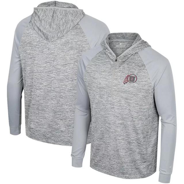 Mens Colosseum Gray Utah Utes Cybernetic Raglan Quarter-Zip Hooded Top Product Image