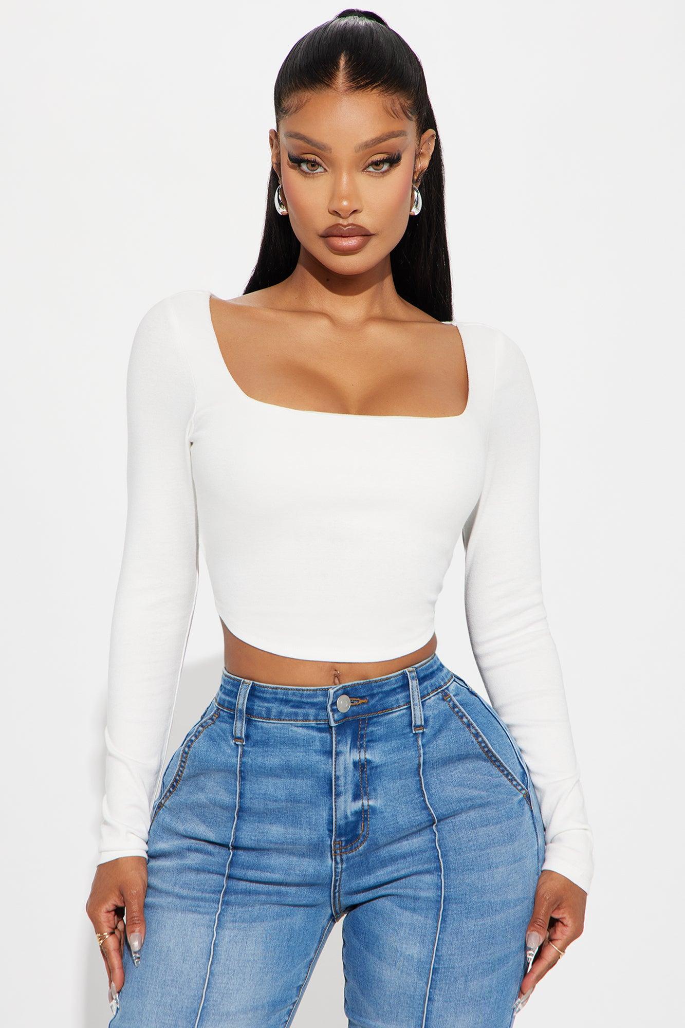 Olivia Long Sleeve Top - White Product Image