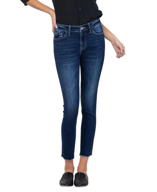 Women's Mid Rise Raw Hem Cropped Skinny Jeans Product Image