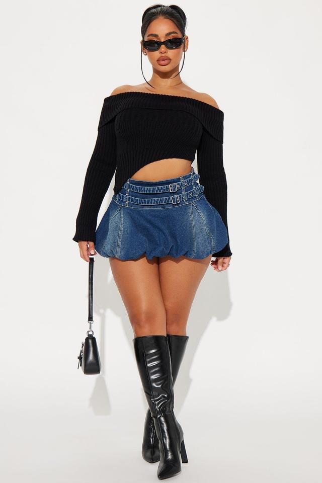 Bianca Bubble Denim Micro Mini Skirt - Dark Wash Product Image