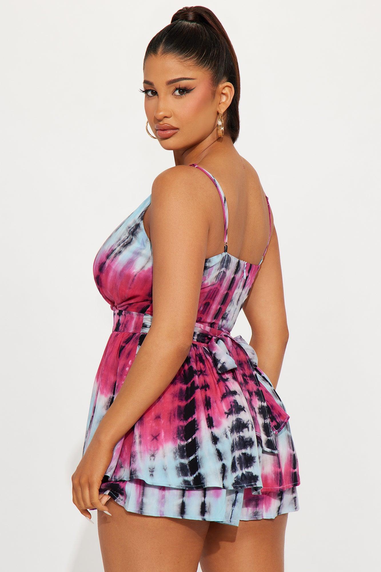 Coastline Tie Dye Romper - Fuchsia/combo Product Image