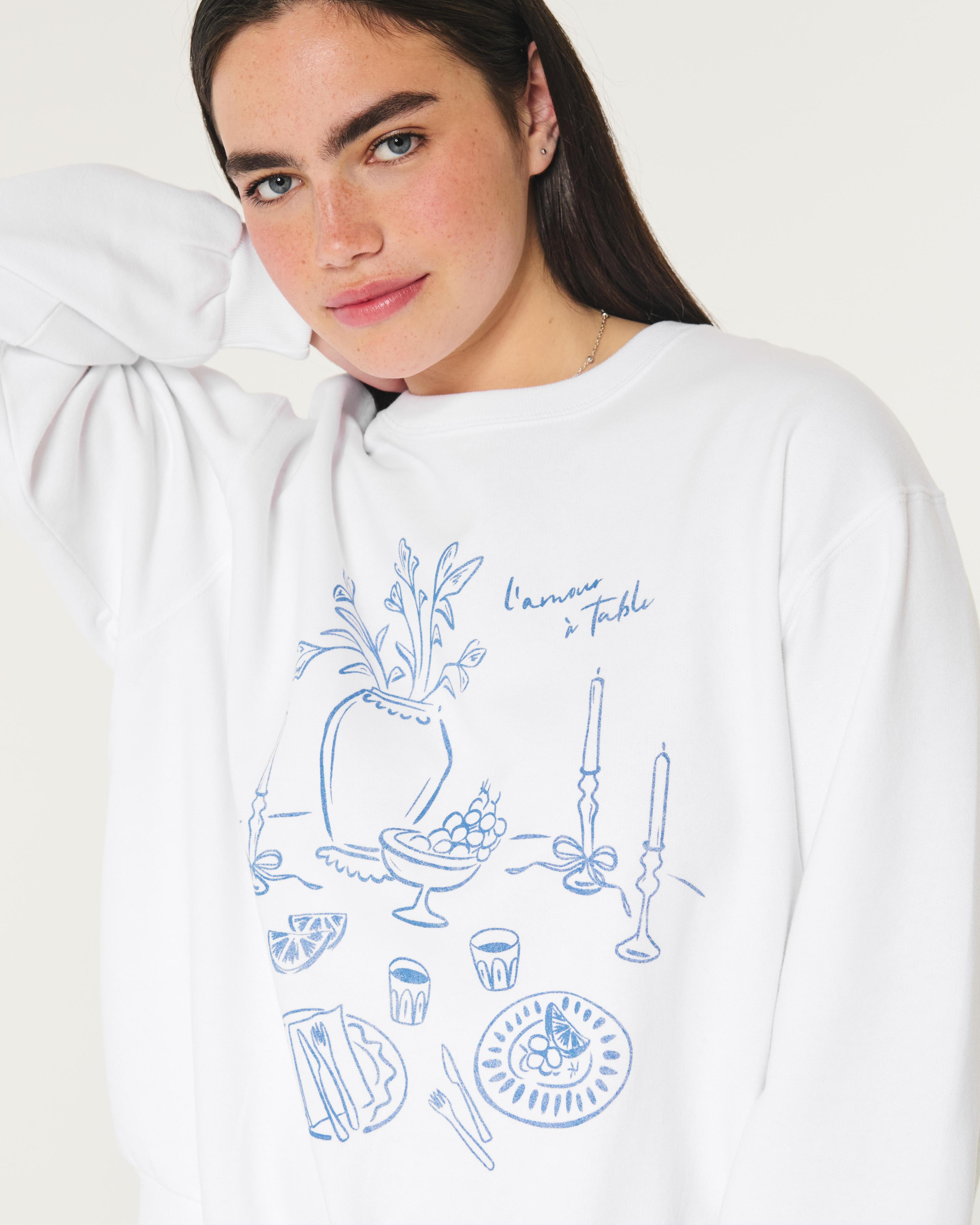 Easy L'Amour à Table Graphic Crew Sweatshirt Product Image