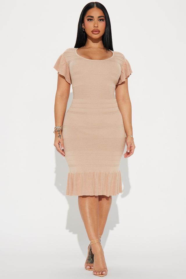 Addison Ruffle Mini Dress - Beige Product Image