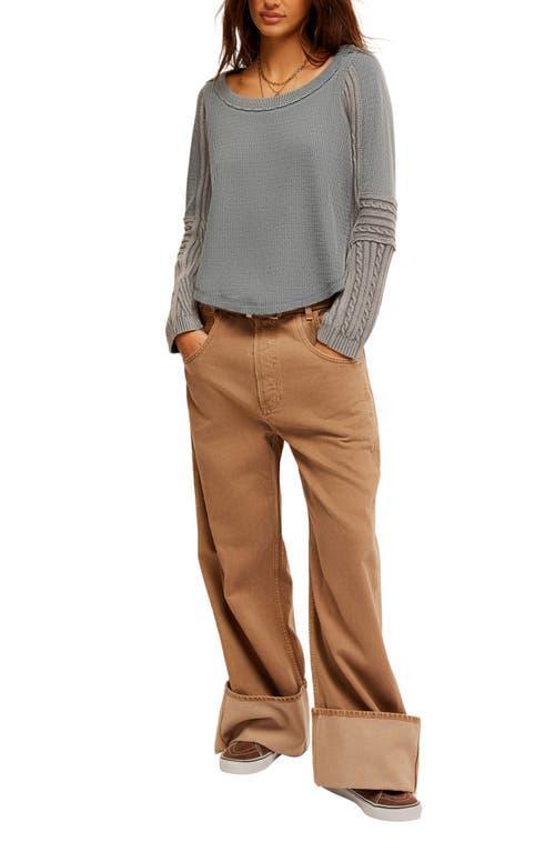 Cable Stitch Sleeve Sweater In Weathervane Combo Product Image