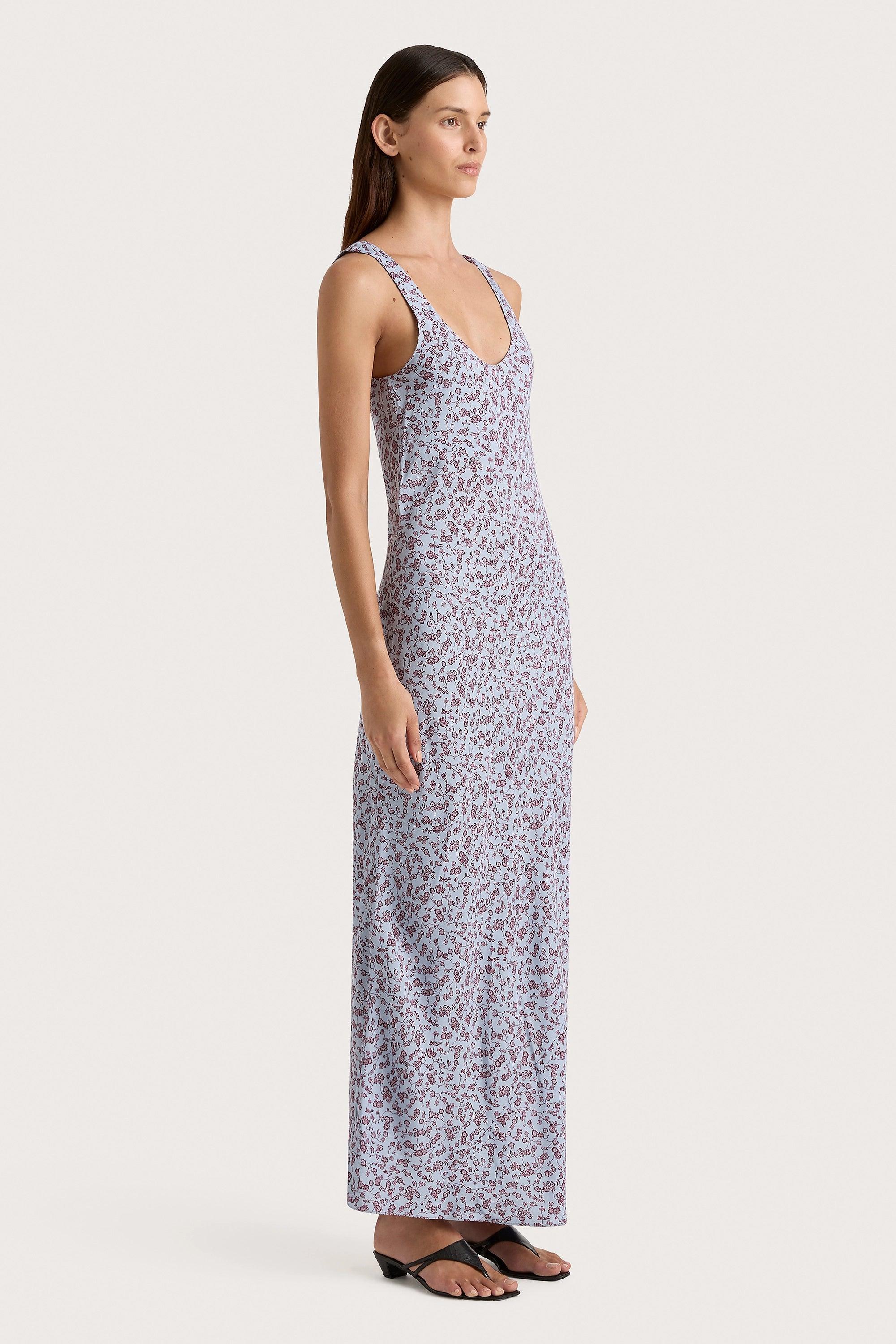 Olivia Maxi Dress Amaryllis Floral Blue Product Image