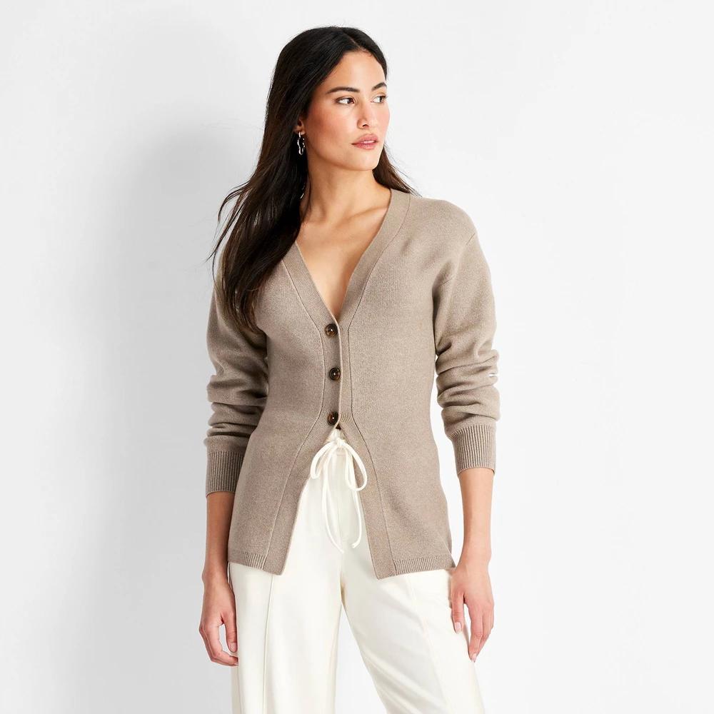 Womens Nipped Waist Cardigan - Future Collective Brown XXS Product Image