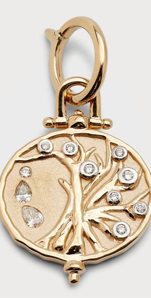 14K Yellow Gold Diamond Tree of Life Pendant Product Image