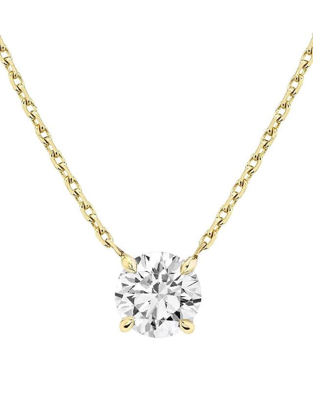 Womens Solitaire Classics 14K Gold & 1.00 TCW Lab-Grown Diamond Brilliant Round Solitaire Necklace Product Image