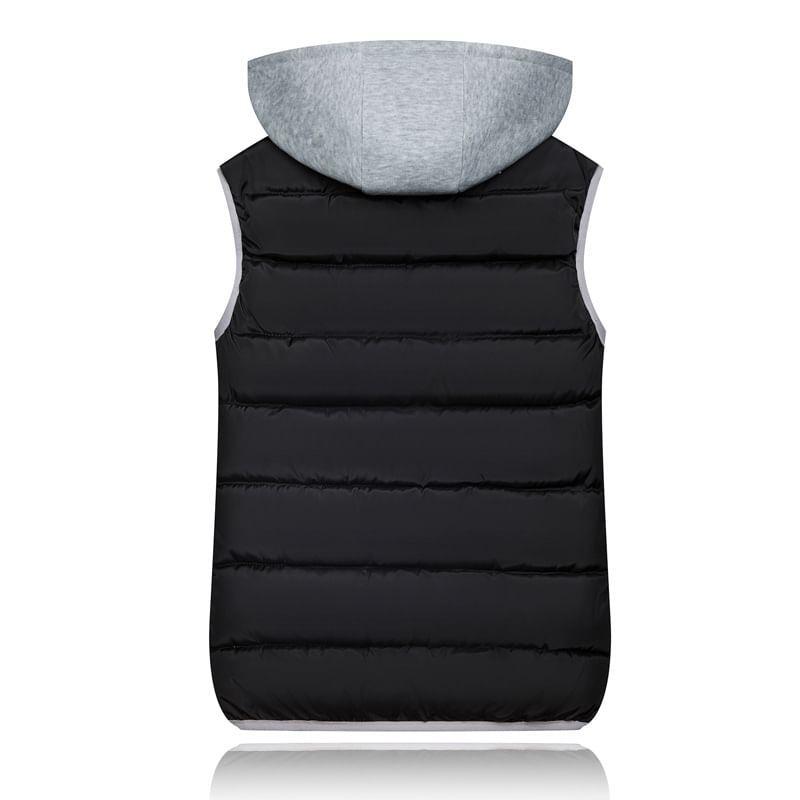 Hooded Two Tone Puffer Vest Product Image