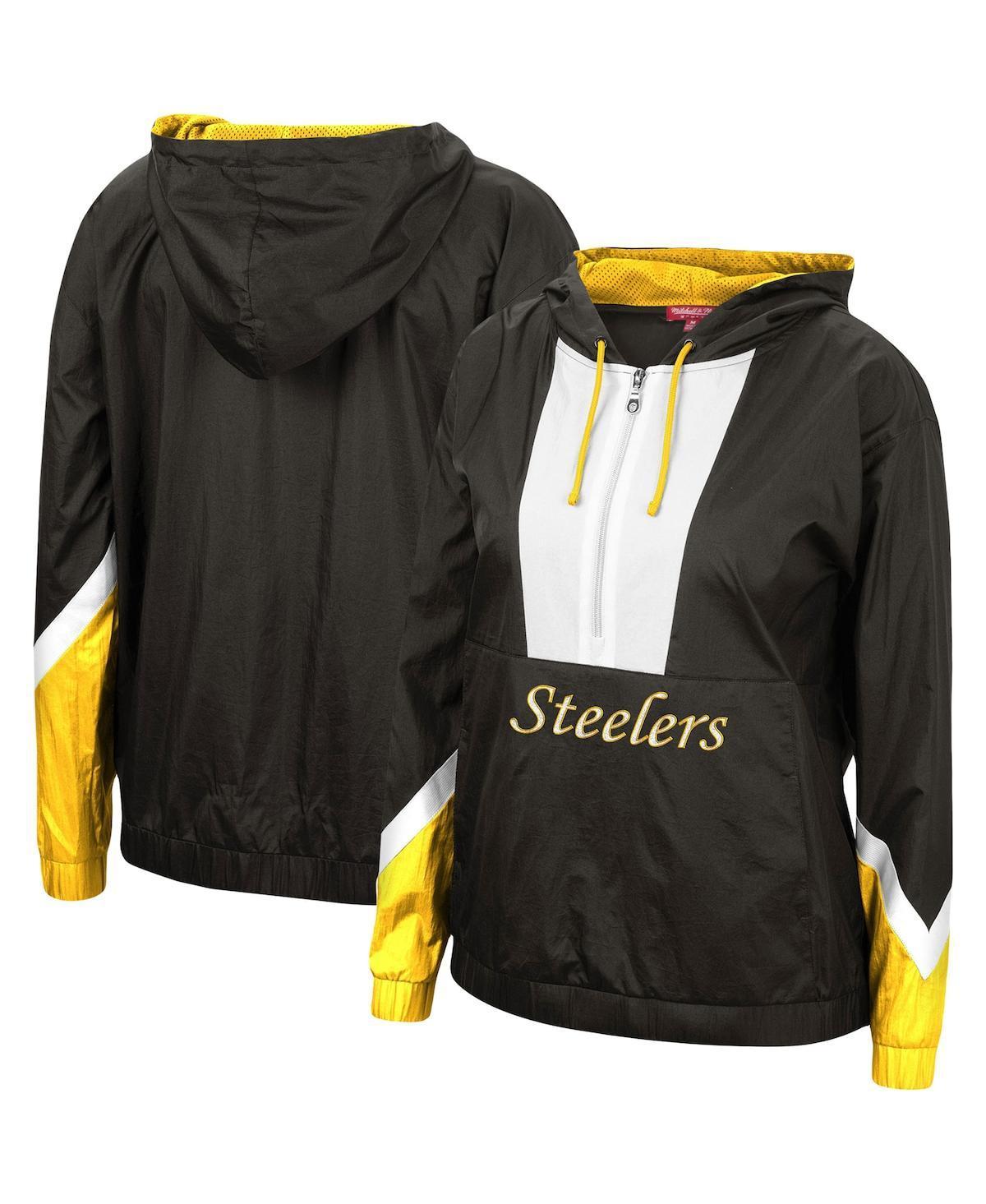 Womens Mitchell & Ness Pittsburgh Steelers Half-Zip Windbreaker Hoodie Product Image