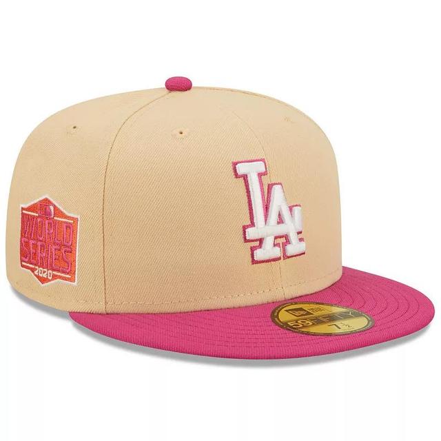 Mens New Era /Pink Los Angeles Dodgers 2020 World Series Mango Passion 59FIFTY Fitted Hat Product Image