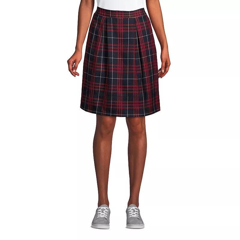 Womens Lands End Plaid Top of Knee Length Pleated Skort Hunter Blue Plaid Product Image