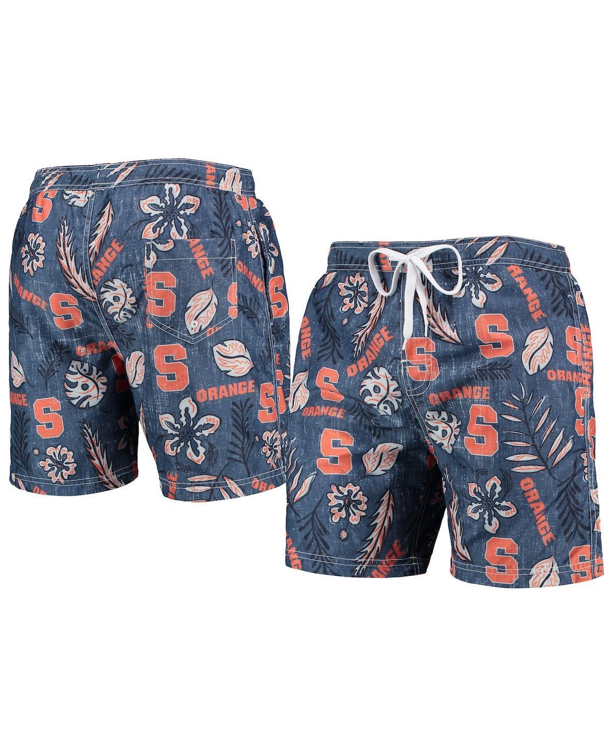 Mens Wes & Willy Syracuse Orange Vintage Floral Swim Trunks Blue Product Image