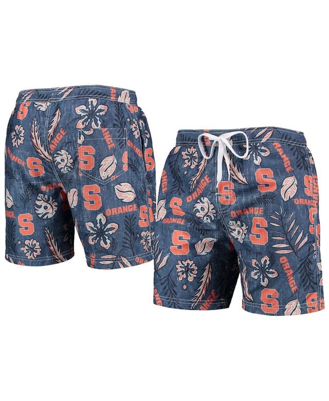 Mens Wes & Willy Syracuse Orange Vintage Floral Swim Trunks Blue Product Image