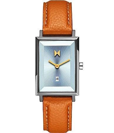 MVMT Womens Signature Square Analog Tan Leather Strap Watch Product Image