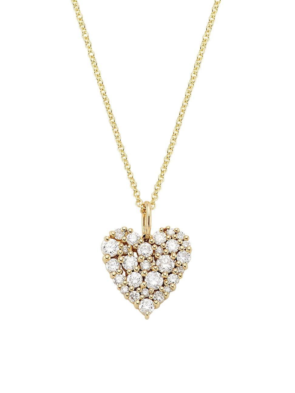 Womens 14K Yellow Gold & 0.34 TCW Diamond Heart Pendant Necklace Product Image