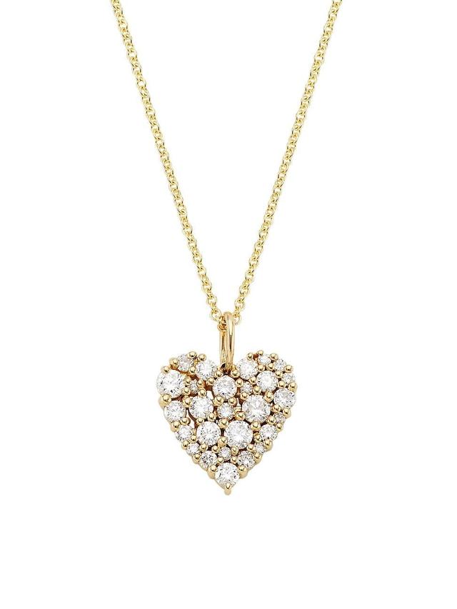 Womens 14K Yellow Gold & 0.34 TCW Diamond Heart Pendant Necklace Product Image