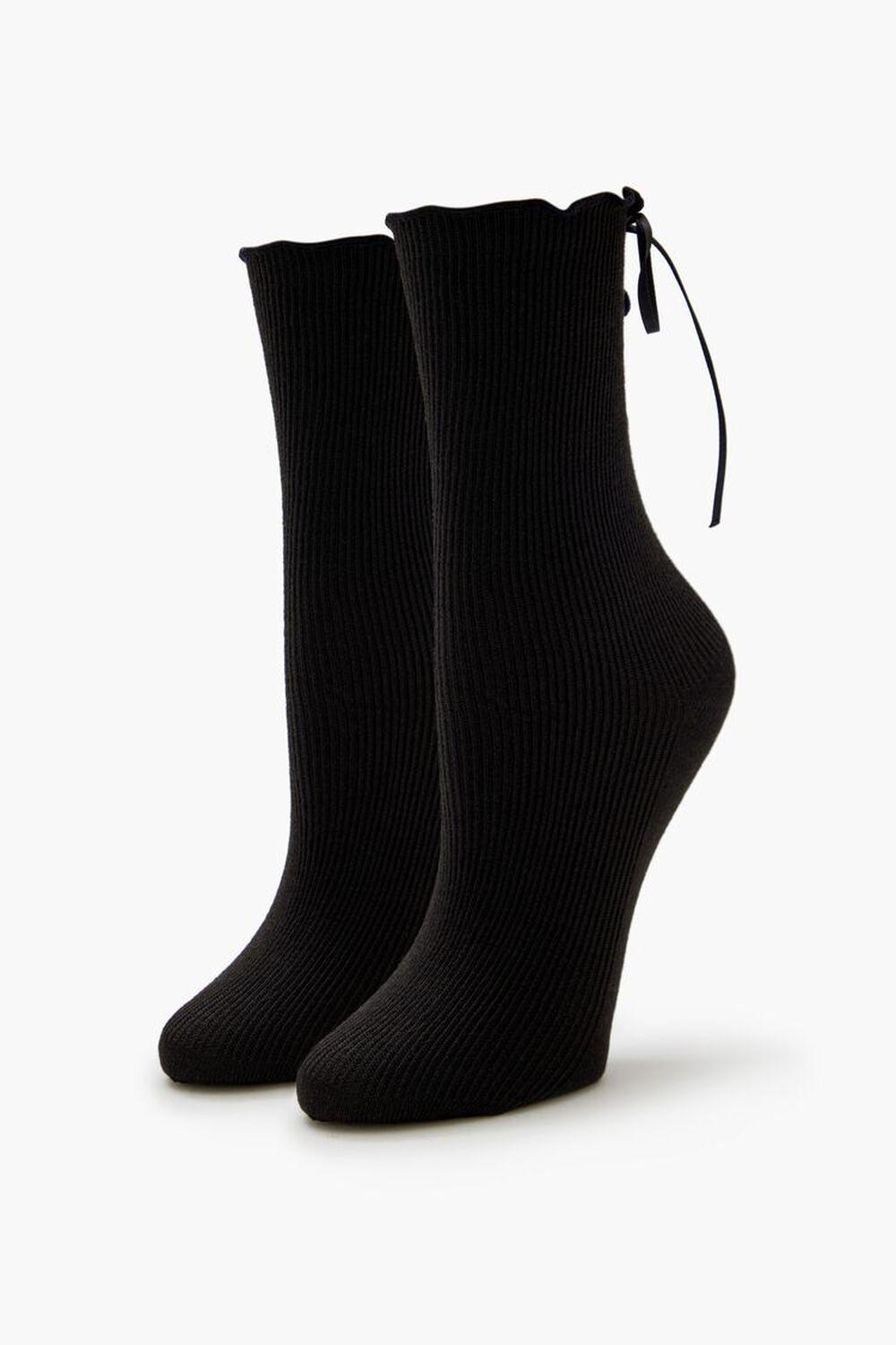 Lace-Up Ribbed Crew Socks | Forever 21 Product Image