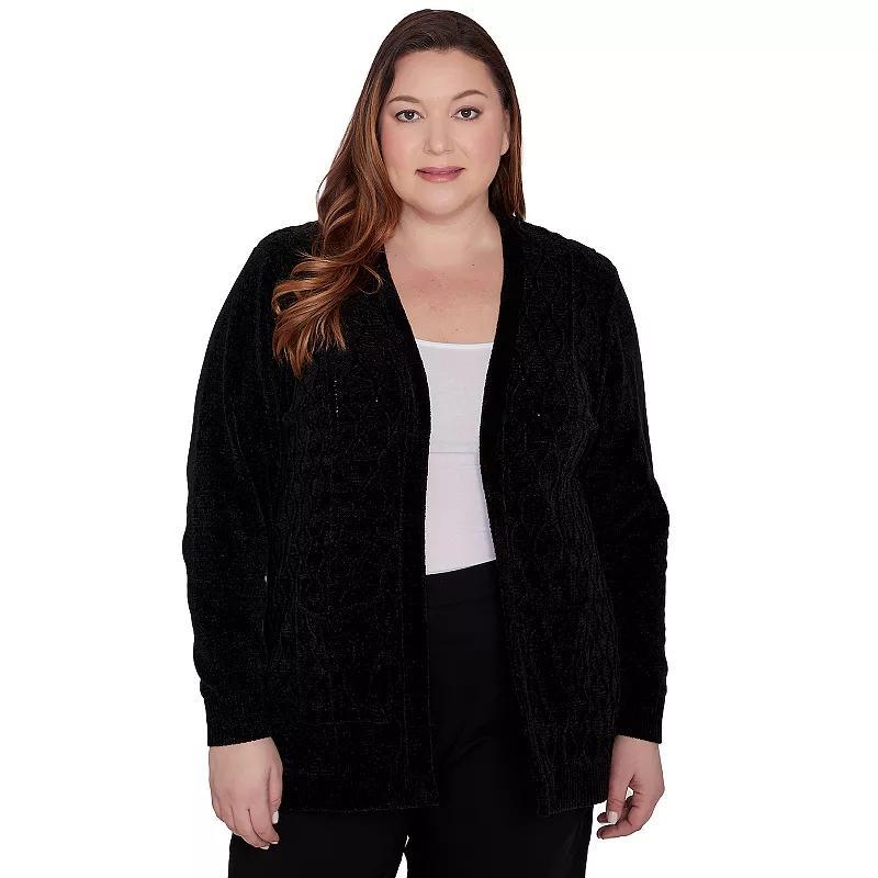 Plus Size Alfred Dunner Chenille Cardigan with Pockets, Womens Product Image