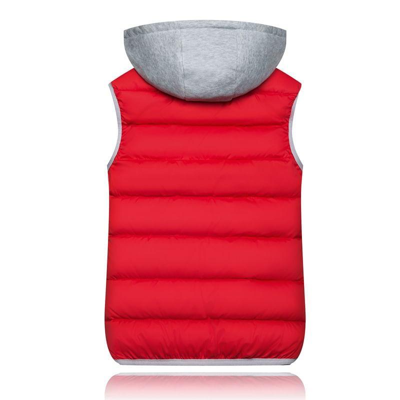 Hooded Two Tone Puffer Vest Product Image