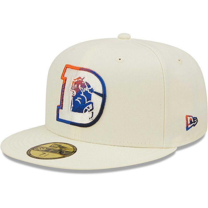 Men's New Era Cream Denver Broncos Chrome Color Dim 59FIFTY Fitted Hat Product Image