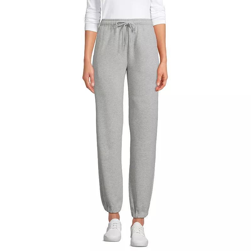 Petite Lands End Fleece High-Rise Jogger Pants, Womens Gray Grey Product Image