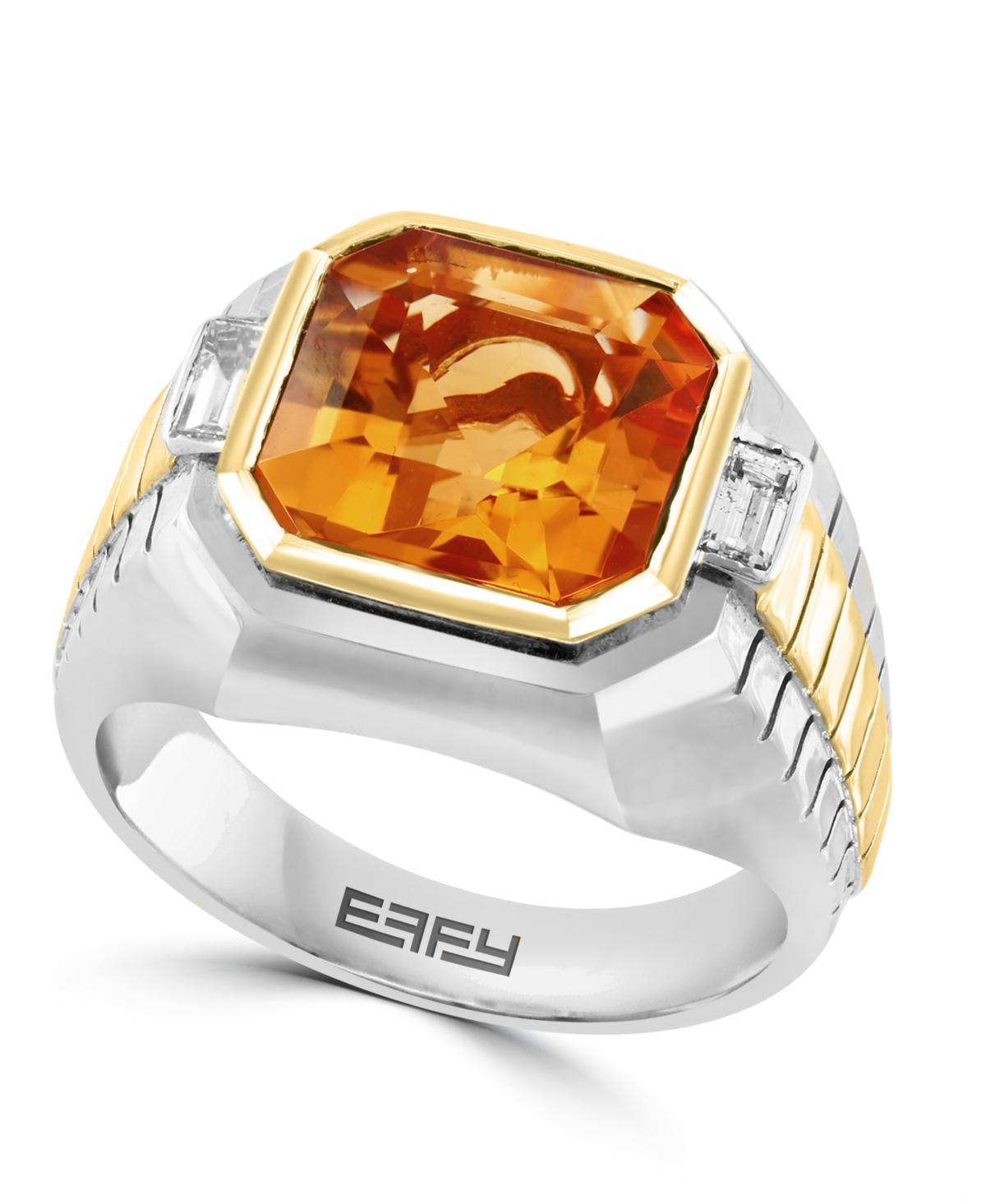 Effy Mens Citrine (5-1/10 ct. t.w.) & White Topaz (1/10 ct. t.w.) Ring in Sterling Silver & 14k Gold-Plated Sterling Silver Product Image