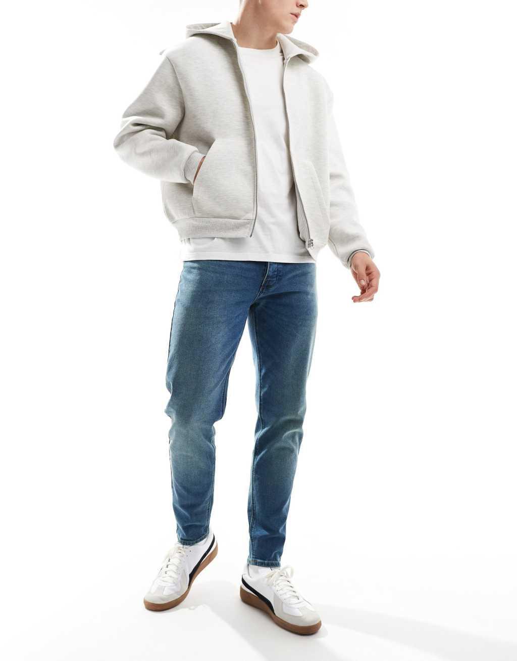 French Connection tapered jeans in washed blue Product Image