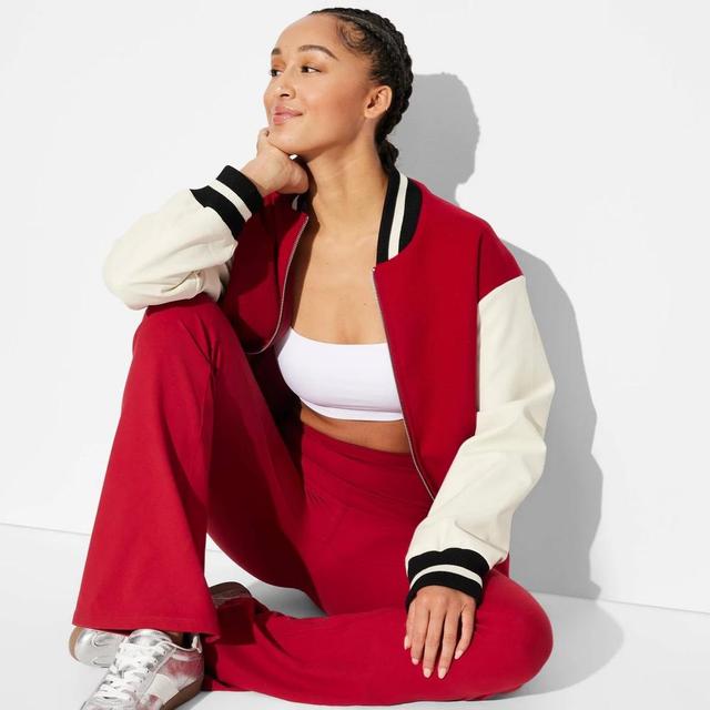 Womens Game Day Varsity Jacket - Wild Fable Rose Red M Product Image