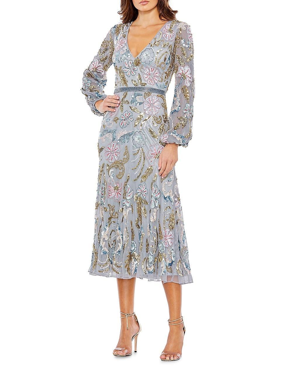 Womens Floral Beaded Midi-Dress product image