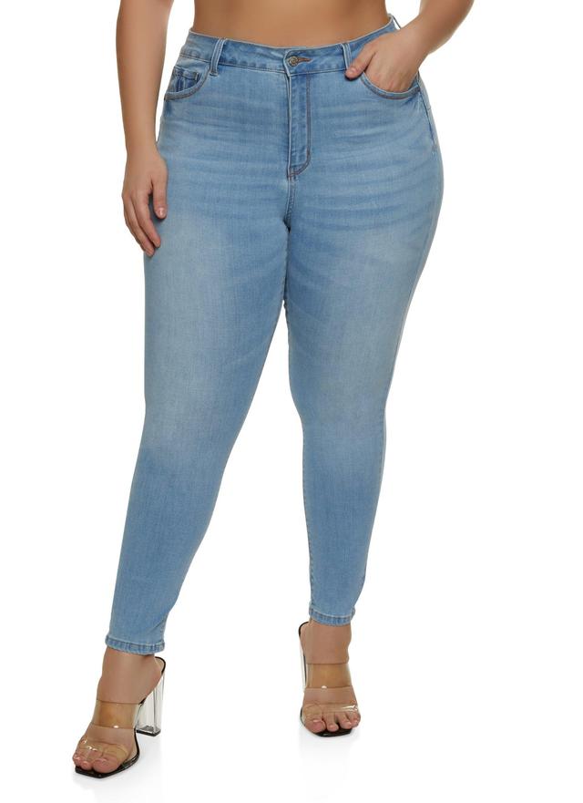 Womens Plus Size WAX Push Up High Rise Skinny Jeans Product Image