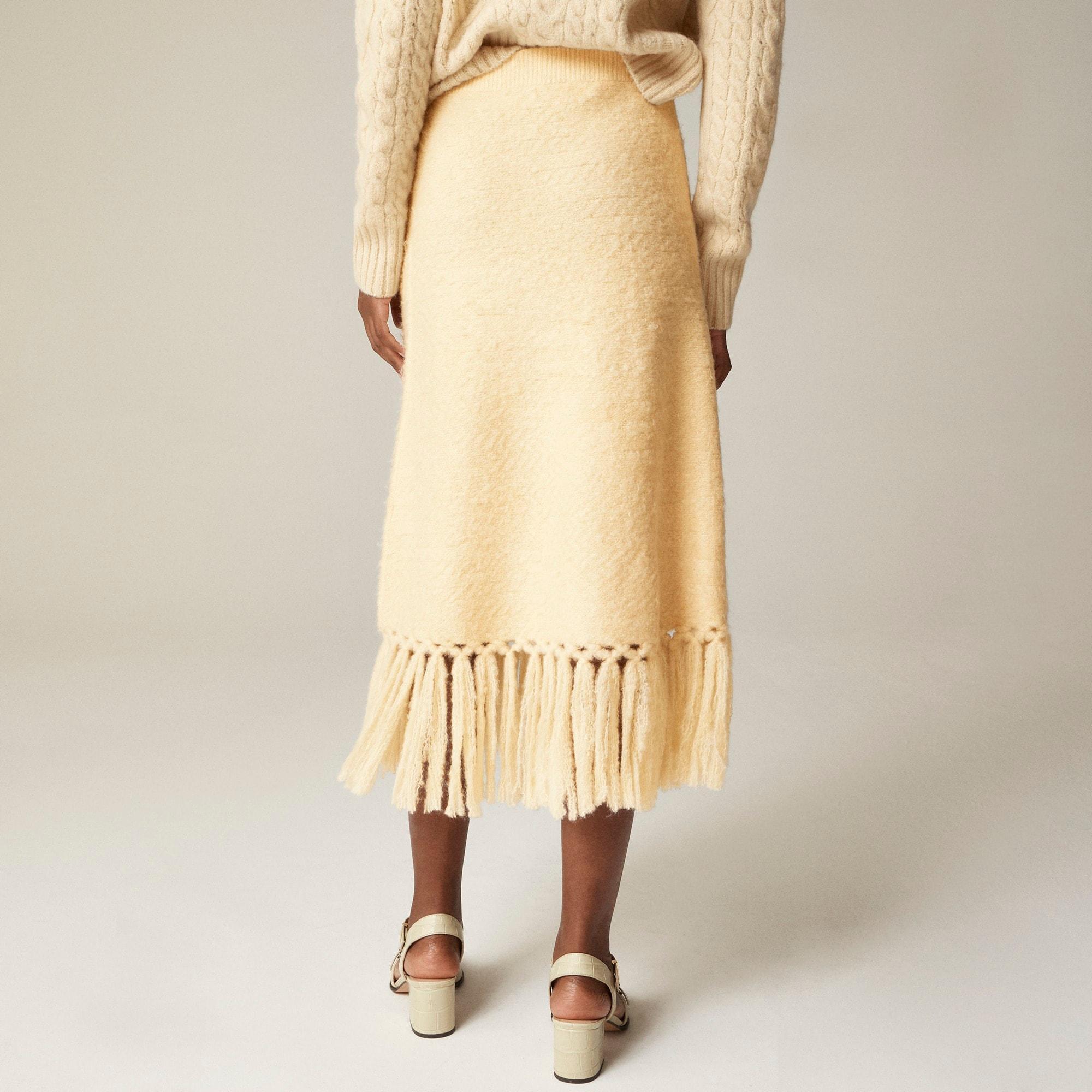 Fringe-trim sweater-skirt Product Image