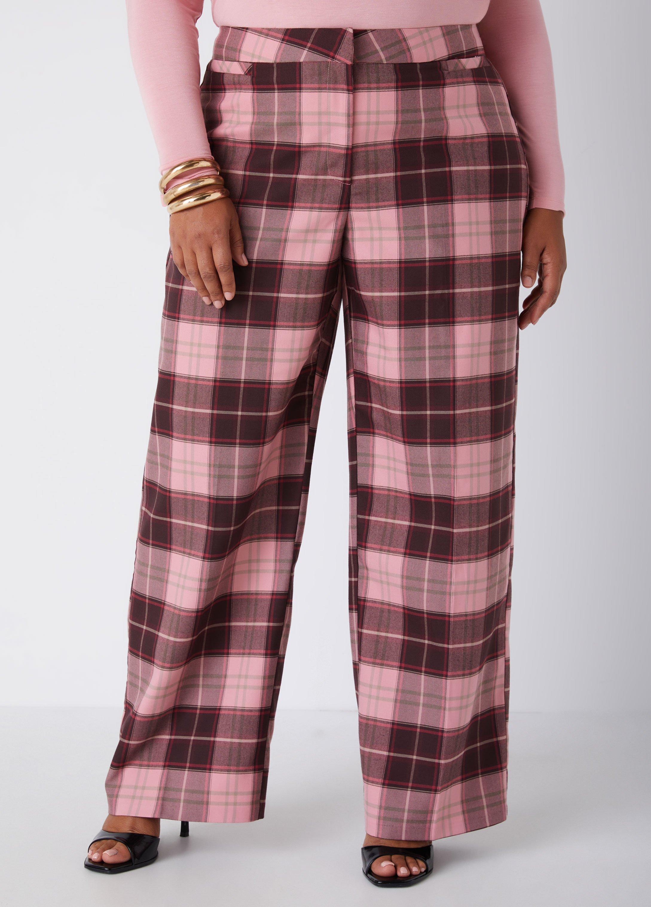 High Rise Plaid Wide Leg Pants product image