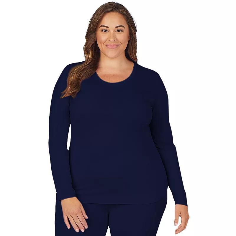 Plus Size Cuddl Duds Under Scrubs Crewneck Top, Womens Blue Product Image