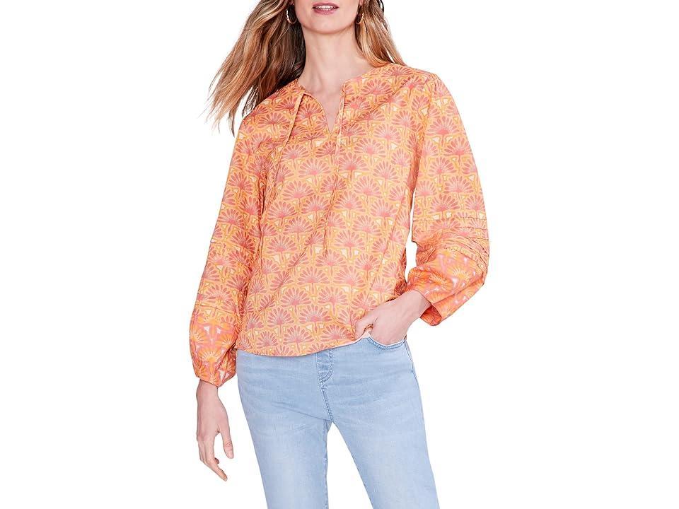 NIC+ZOE Swan Rays Tie Neck Cotton Blouse Product Image