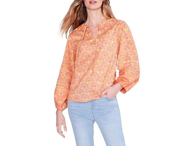 NIC+ZOE Swan Rays Tie Neck Cotton Blouse Product Image