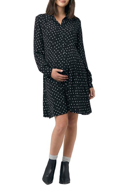 Ripe Maternity Fifi Polka Dot Long Sleeve Maternity//Nursing Shirtdress Product Image